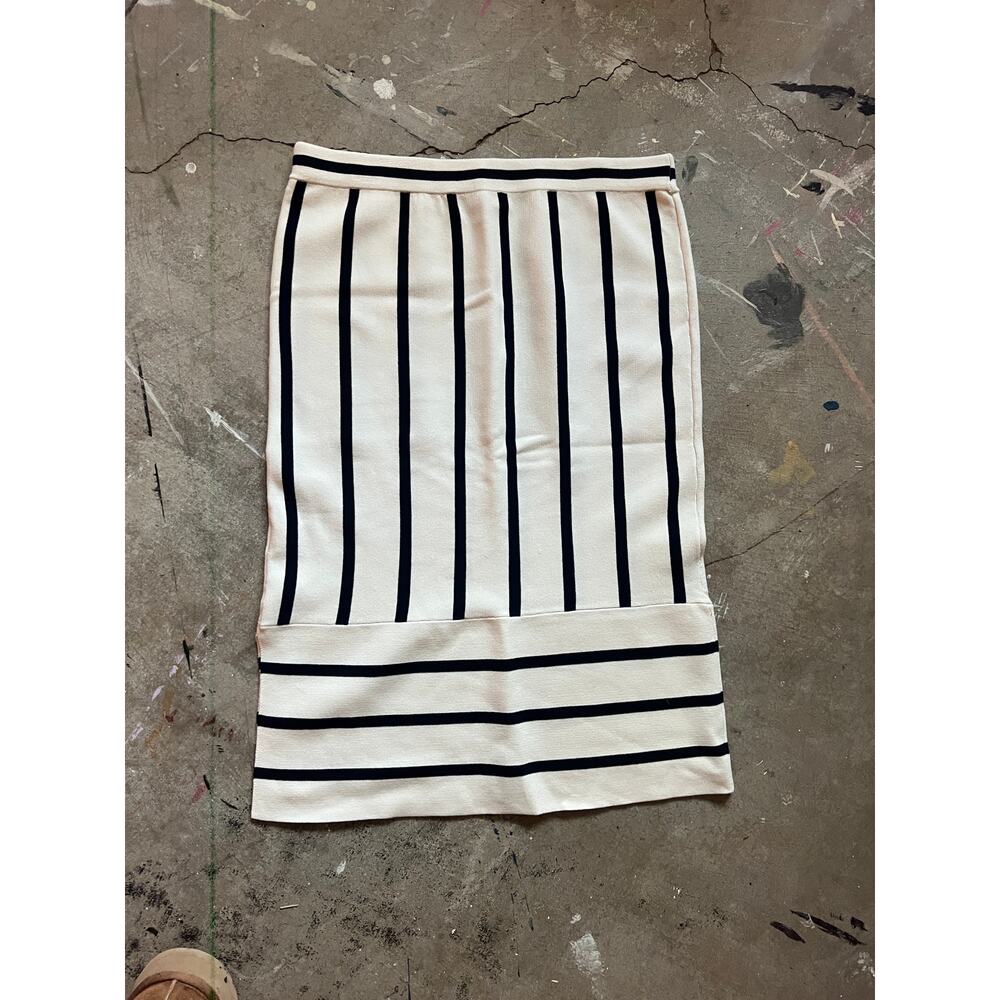 Cream Pencil Skirt, Minimalist, Sleek, Classic Preppy Striped Banana Republic